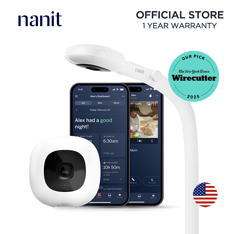 nanit Baby Monitor Pro Smart WiFi Camera &ampFloor Stand Smart App Breath Tracking Night Vision 2-Way Talk Back Smart Alerts Tracking Temperature &amp Humidity Soothing Baby to Sleep