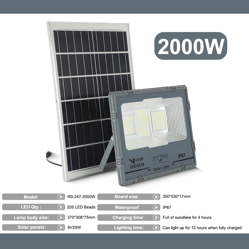 DOSEN Solar LED Light Outdoor Lighting 5M cable lights Big Watt LED high brightness 600W Solar street light High Temp Endurance IP67 Waterproof outdoor light sensor automatically turn on at darklampu solar Spotlight Outdoor Lighting