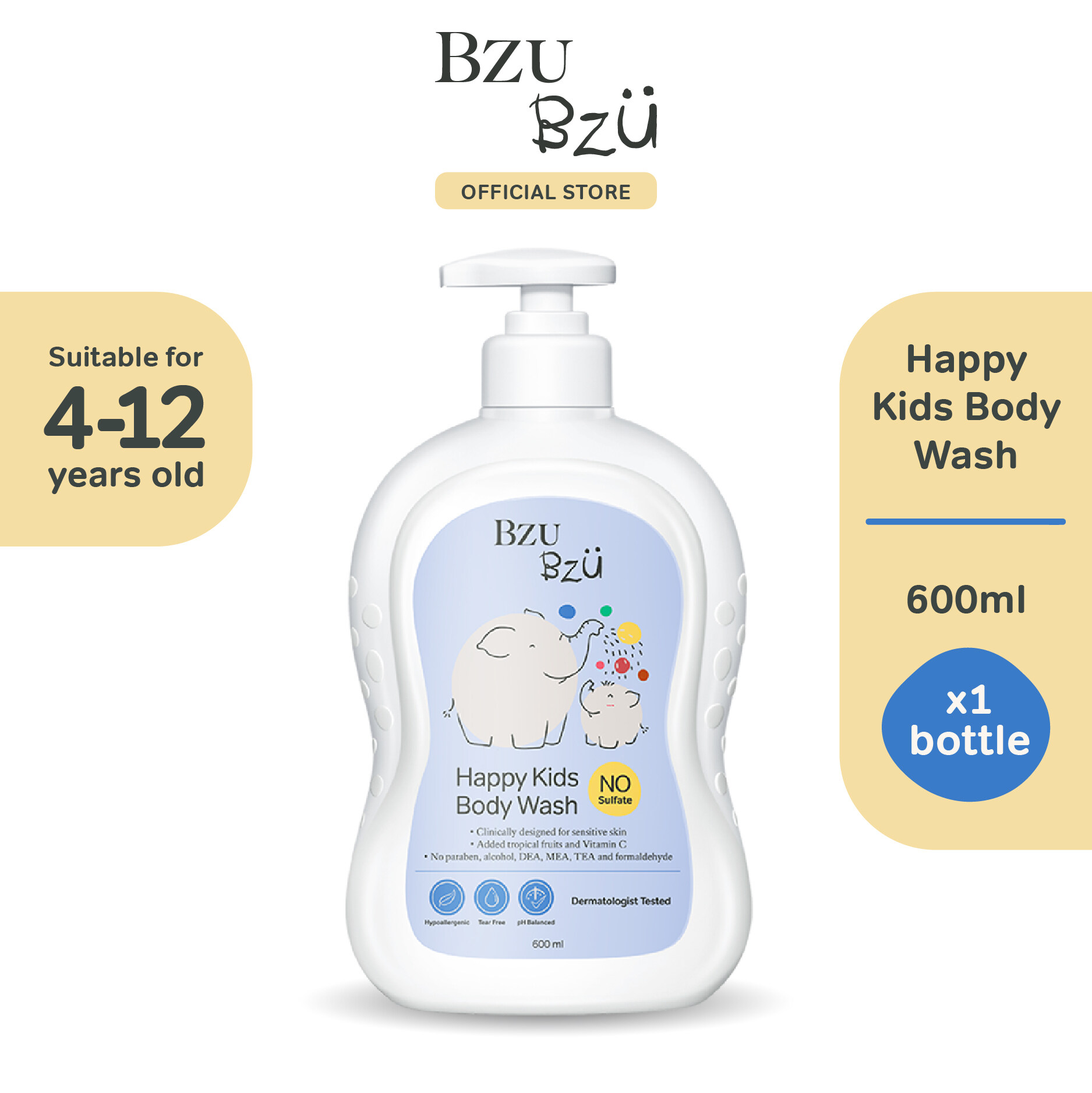 BZU BZU Happy Kids Body Wash (600ml)
