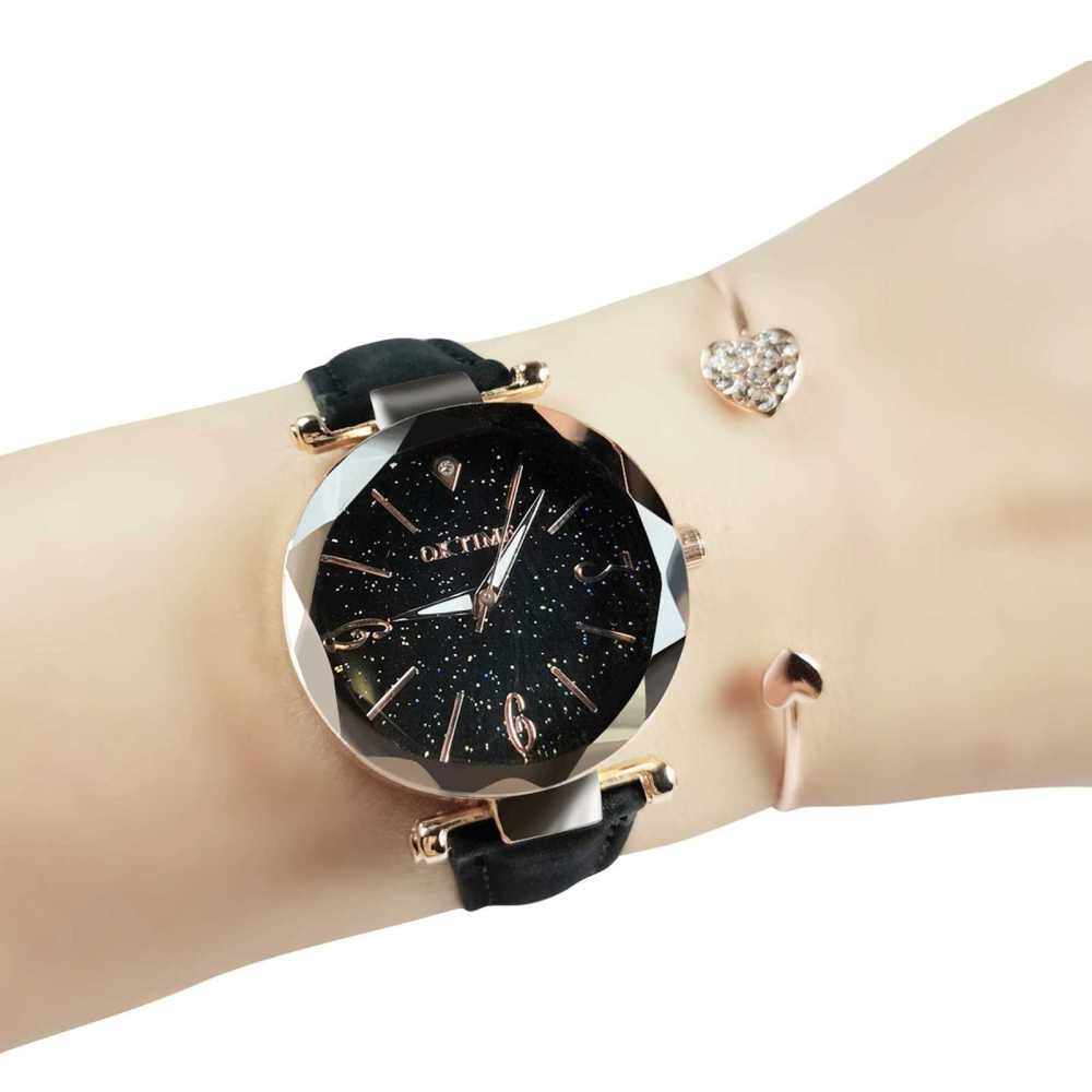 Women\'s Watch Set with Bracelet Fashion Luminous Hands Gear Movement Retro Quartz Wristwatch (Black)