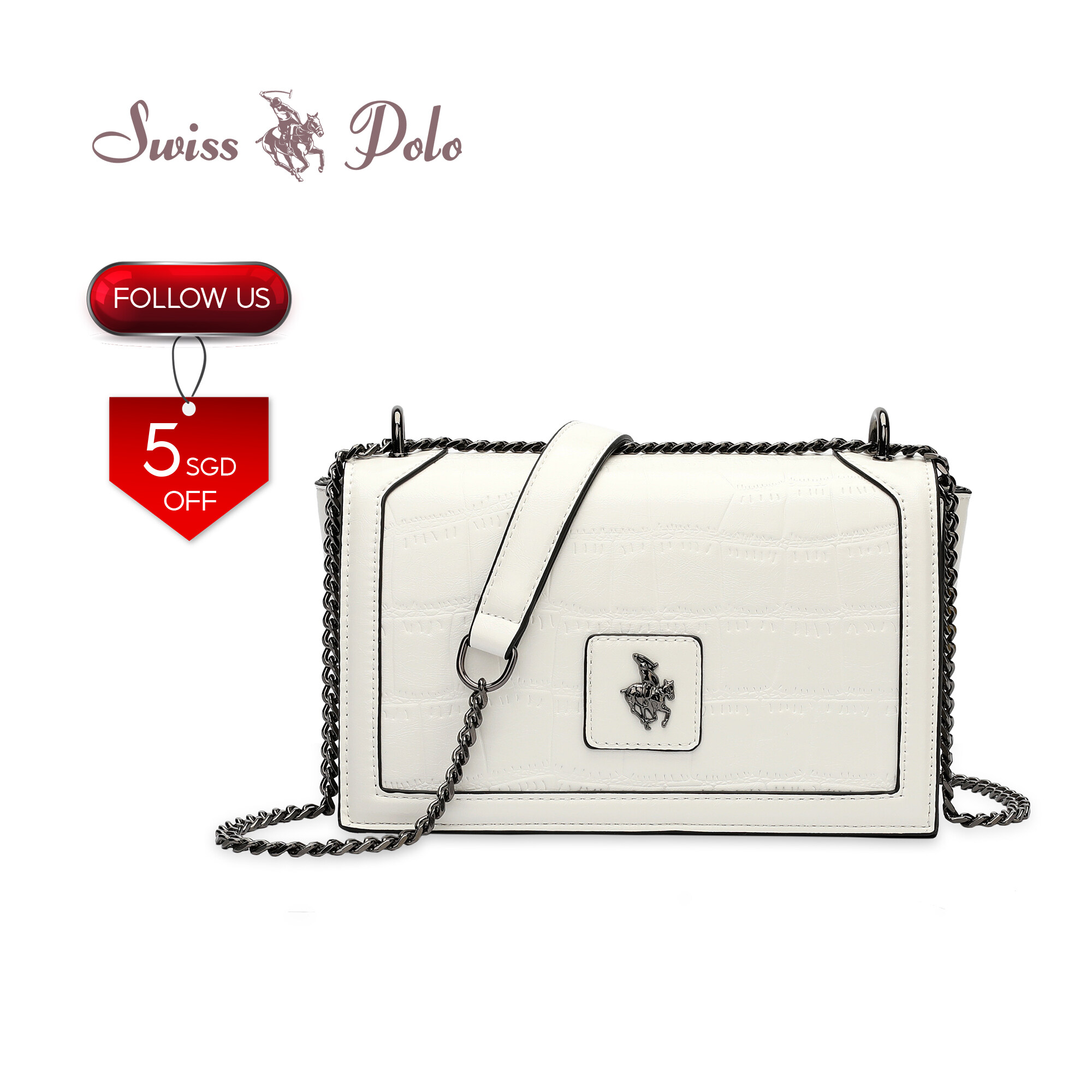 SWISS POLO Ladies Chain Sling Bag HBP 606-4 WHITE