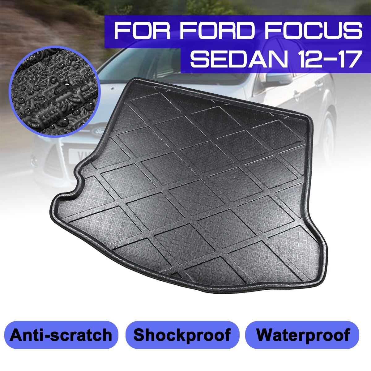 Thảm lót sàn xe hơi cho ford focus sedan 2012-2013 2014 2015-2017 tấm phủ chống bùn cốp sau