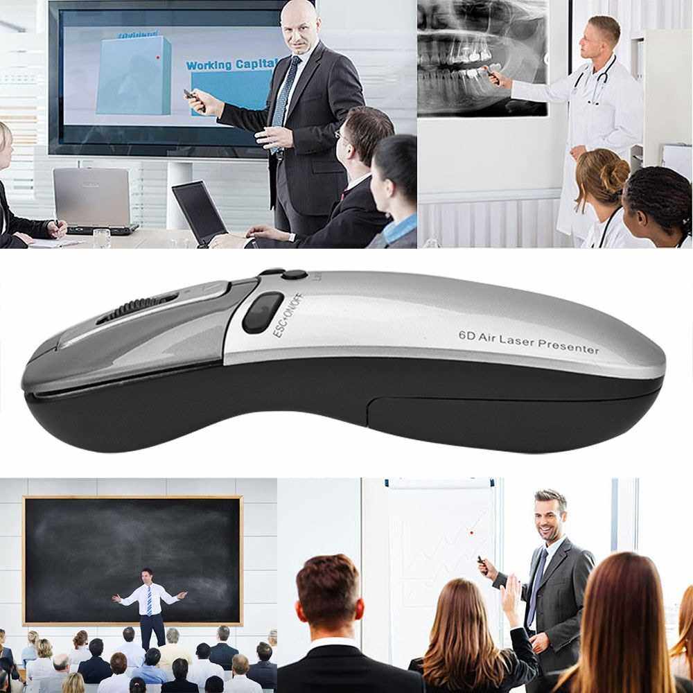 6D Multifunction Air Laser Presenter 2.4G Wireless Presenter Mouse Gyro Sensing Wireless Air Mouse PPT Remote Control Laser Presenter (Standard)
