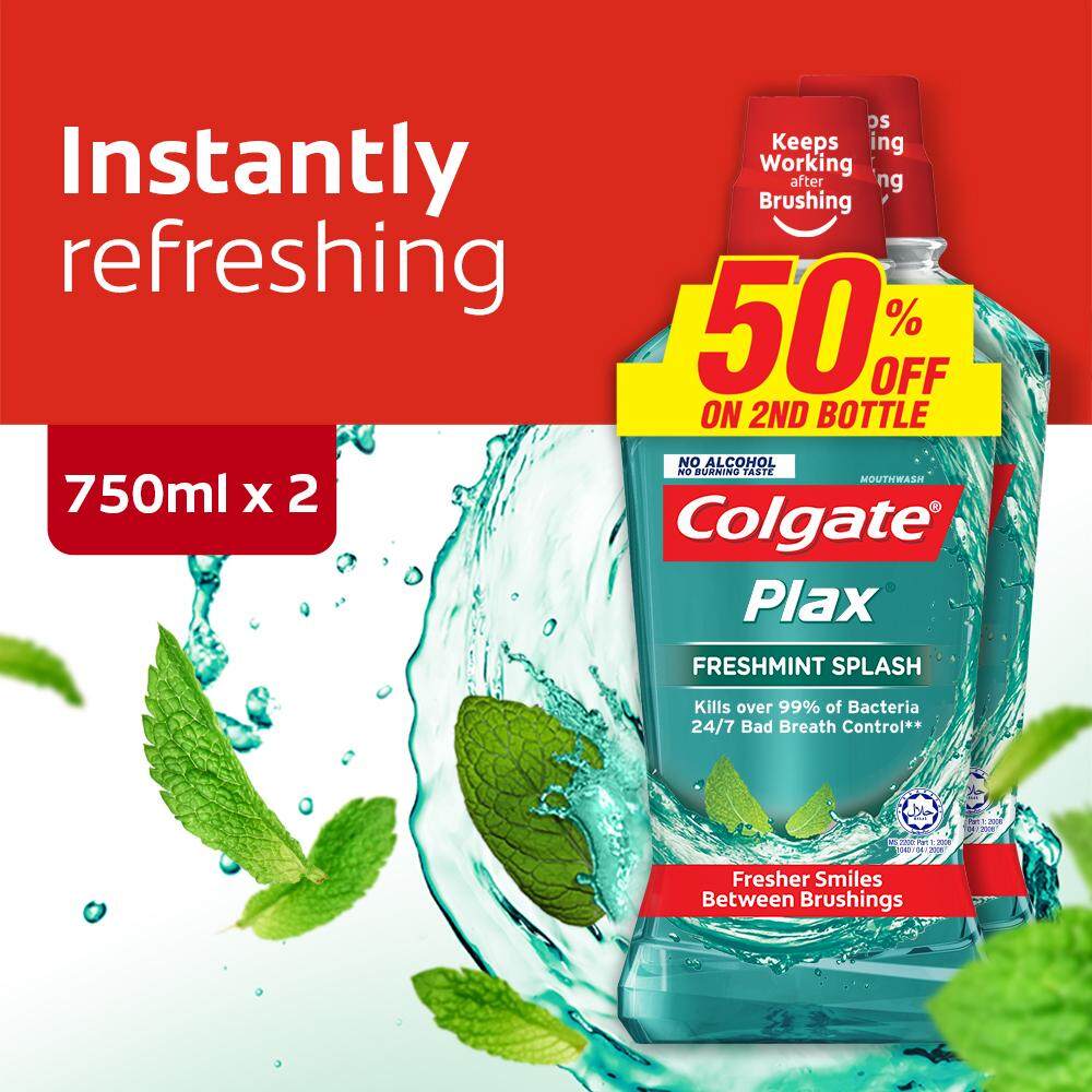 Colgate Plax Freshmint Mouthwash Valuepack 750ml x 2