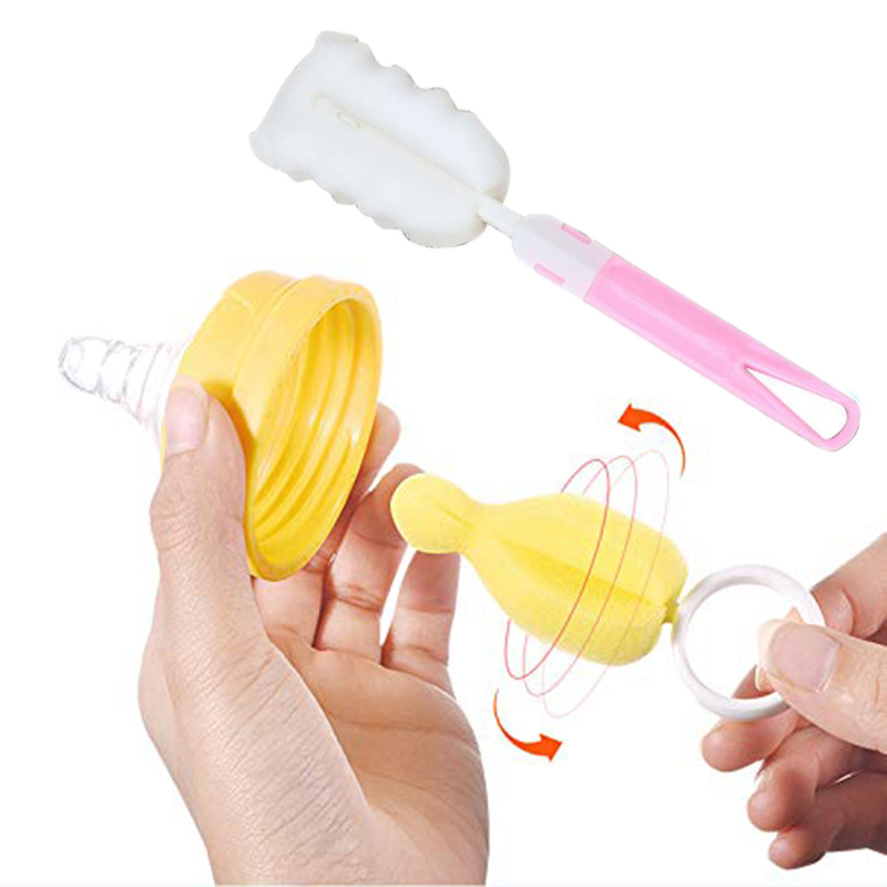 Berus Cuci Puting Susu Teat Bottle Brush Milk Cup Teats Nipple Brush Sponge Plastic Cleaning Feeding Bottle Dummy Nipple BrushesPencuci Berus Botol Susu Baby 奶瓶刷