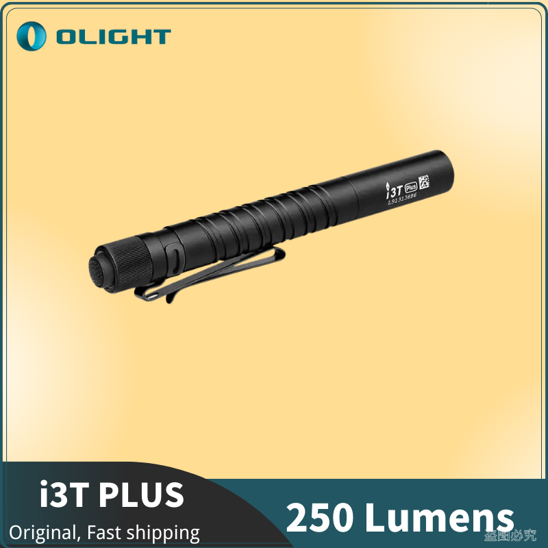 Olight i3t plus slim pocket light mini flashlight 250lumens include aaa battery