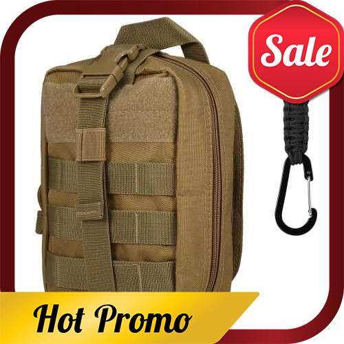Tactical Waist Pack 600D Nylon First Aid Pouch Tactical Military Pouch Fanny Pack Pocket for Sports Travel Hiking Running Cycling Camping Hunting (Tan)