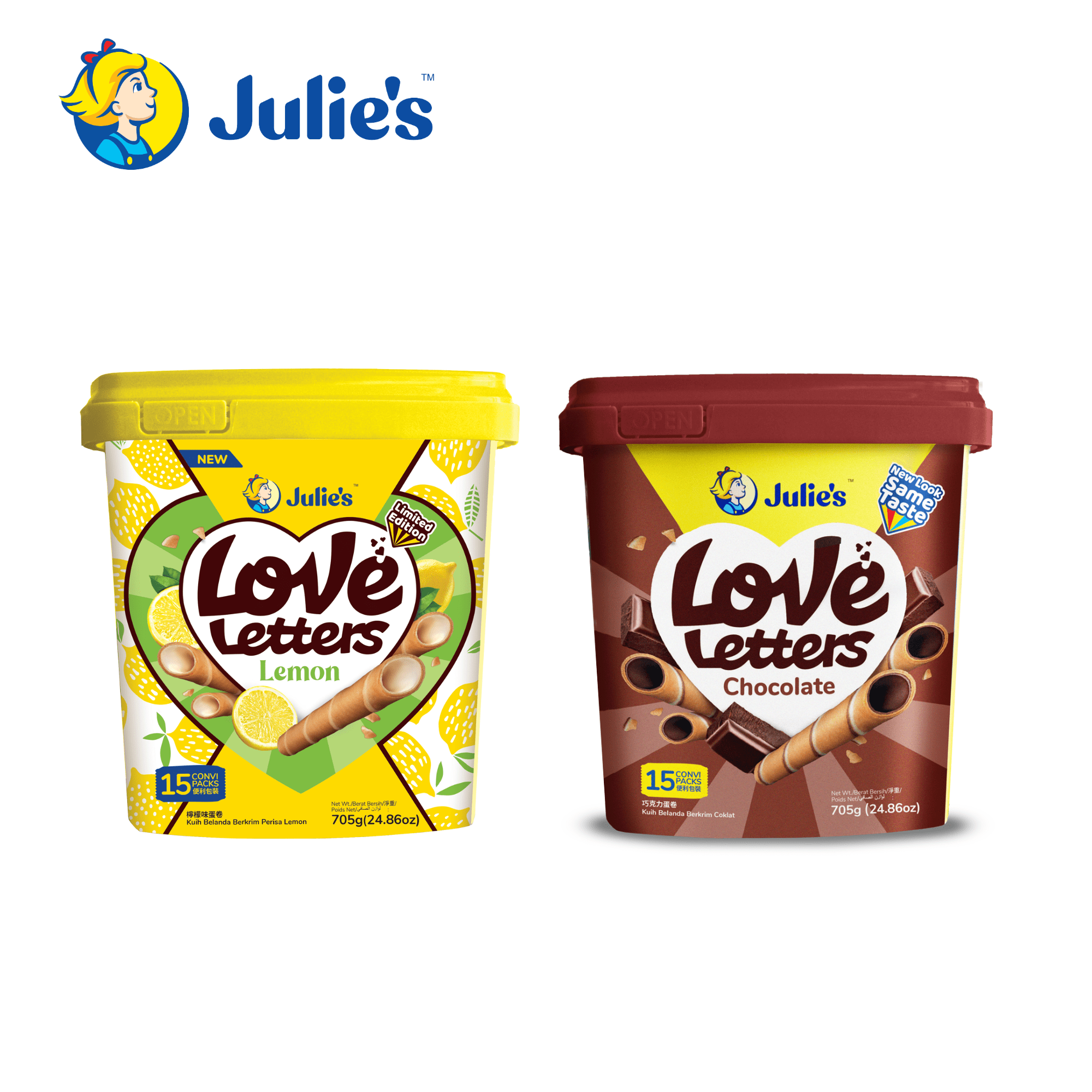 Julie’s Love Letters Twin Pack Lemon & Chocolate 705g