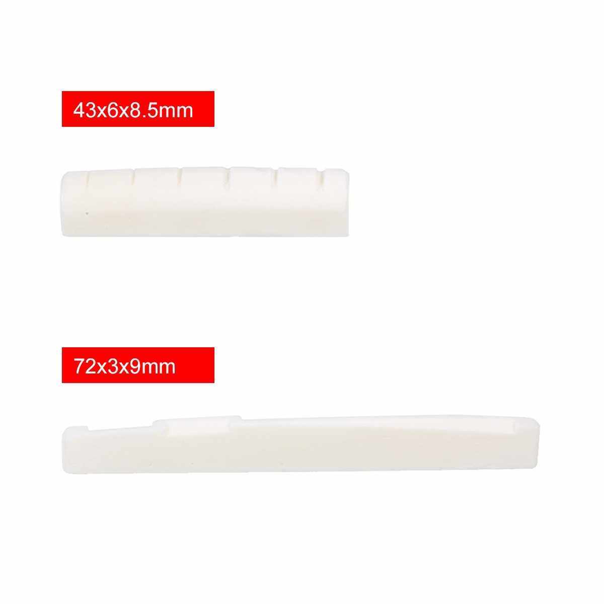 6 String Acoustic Guitar Nut and Saddle Pre-Slotted Bone Nut with Nut Files Set 320/240 Grits Sandpapers for Classical/Electric Guitar Parts Replacement Repair (Standard)