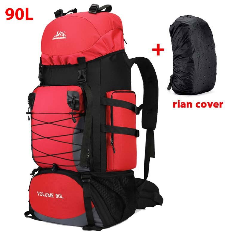 90L Large Travel Backpack Men Women Hiking Backpack Shoulder Outdoor Climbing Trekking Bag Army Green Red Lazada