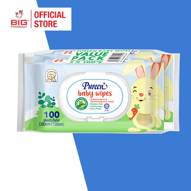 Pureen Baby Wipes 2X100S (Green)