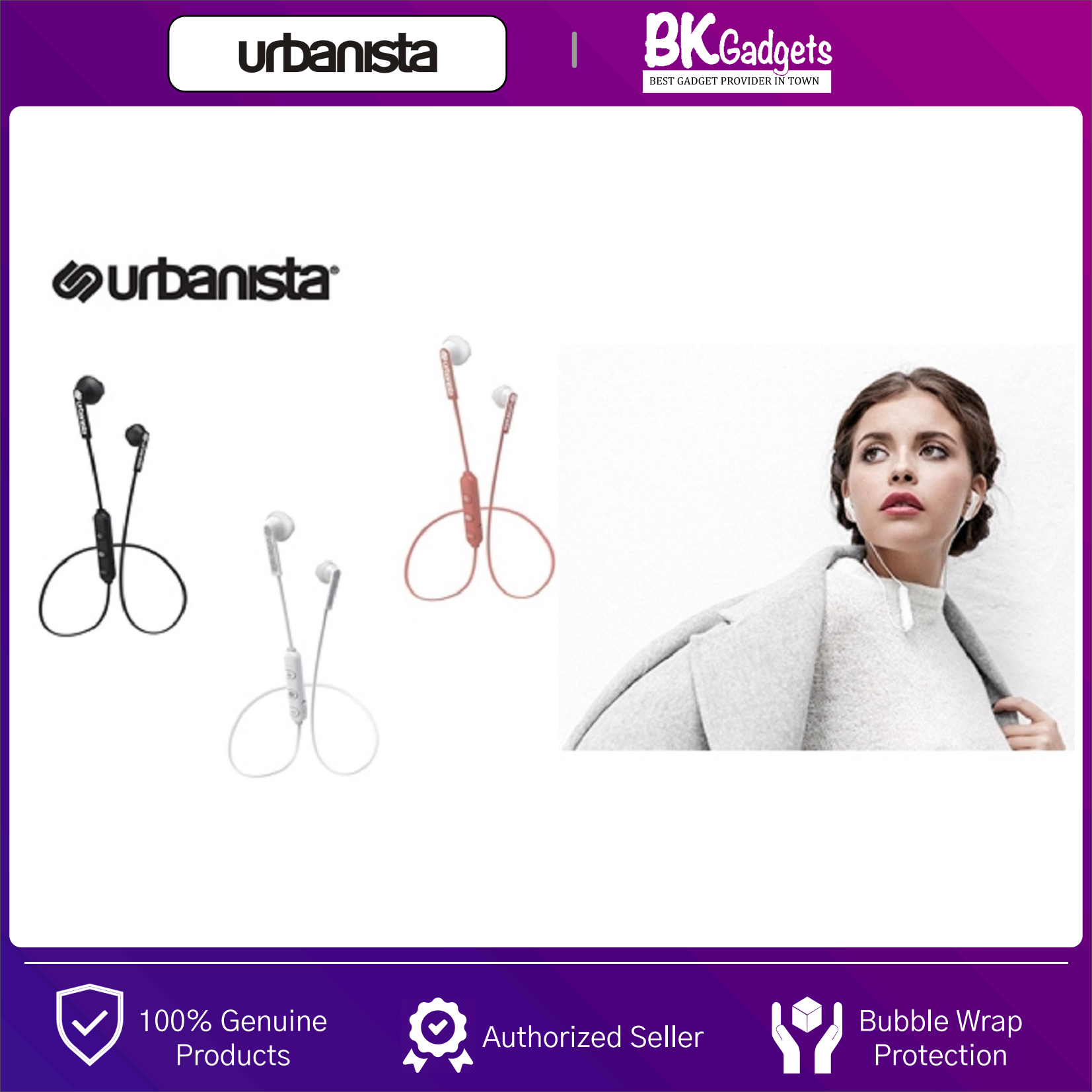 URBANISTA Berlin - Wireless Bluetooth Magnetic In-Ear Headphones | Up to 4 Hours Play Time | Call-Handling with Microphone