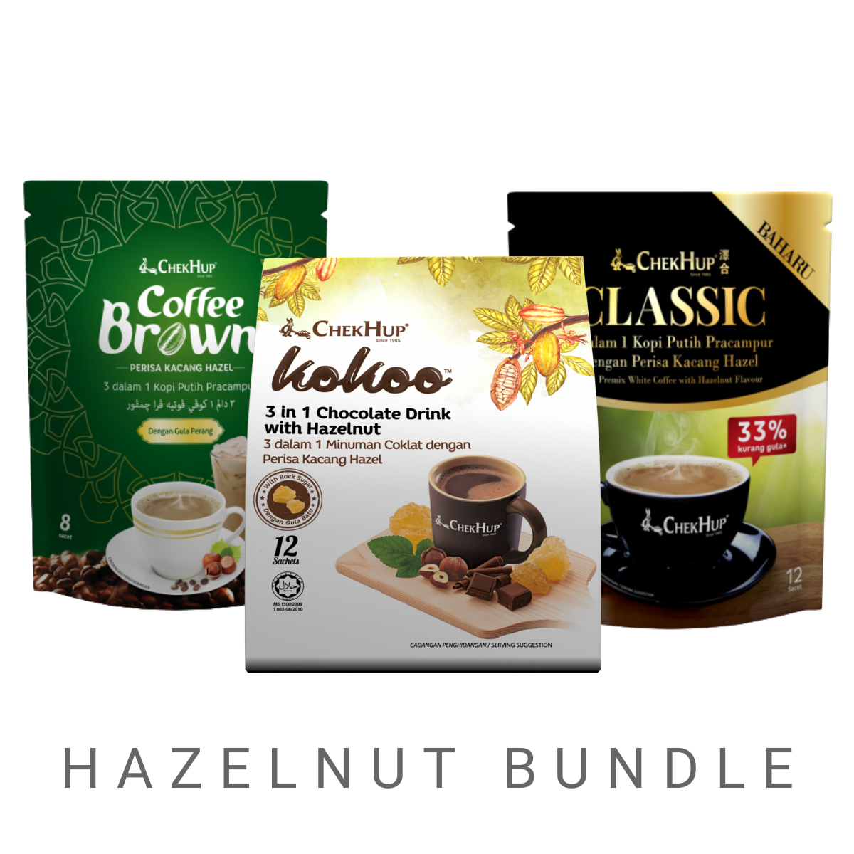 Chek Hup Hazelnut Bundle (Classic with Hazelnut, Coffee Brown with Hazelnut, Kokoo with Hazelnut)