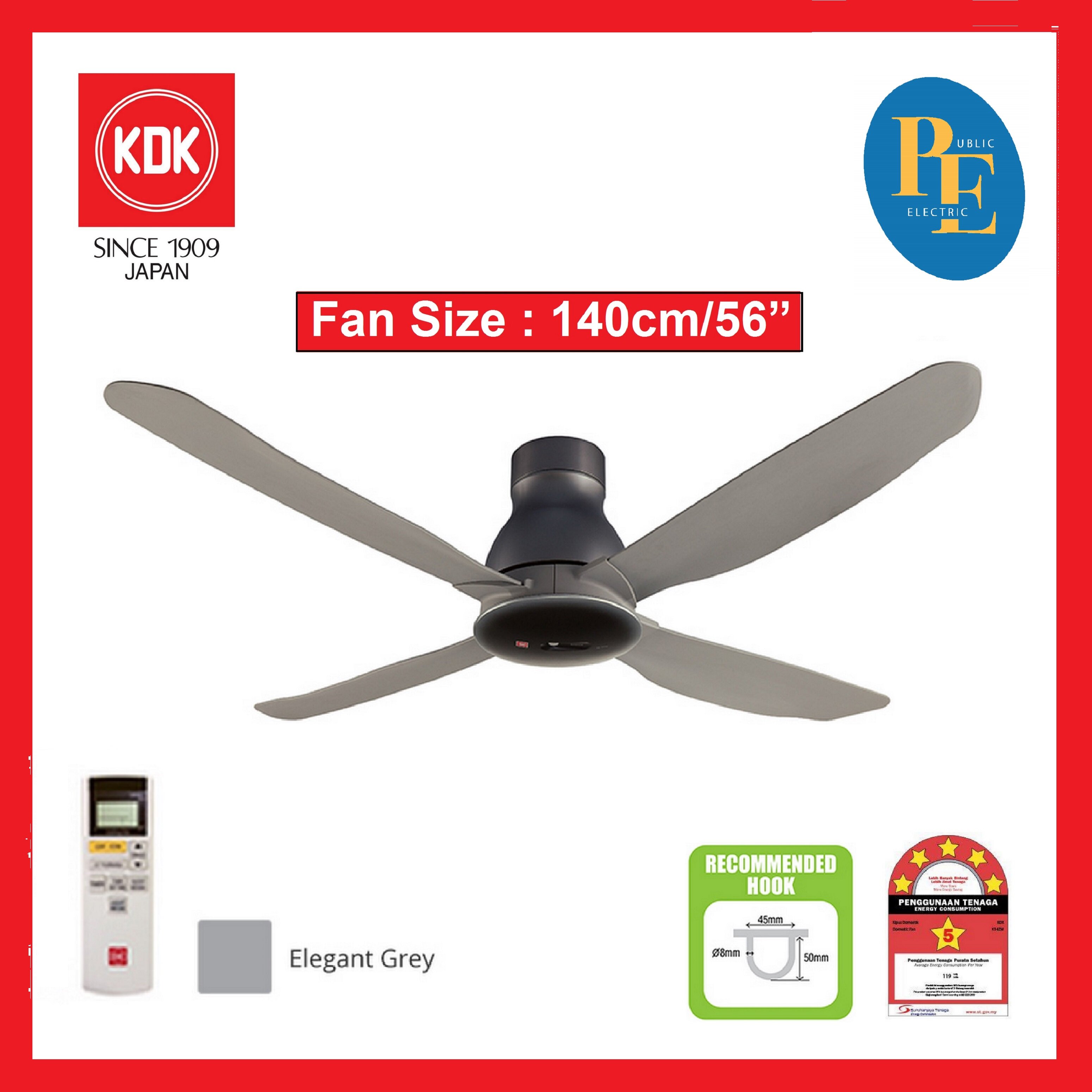 KDK 9 Speed Remote Control Ceiling Fan 
