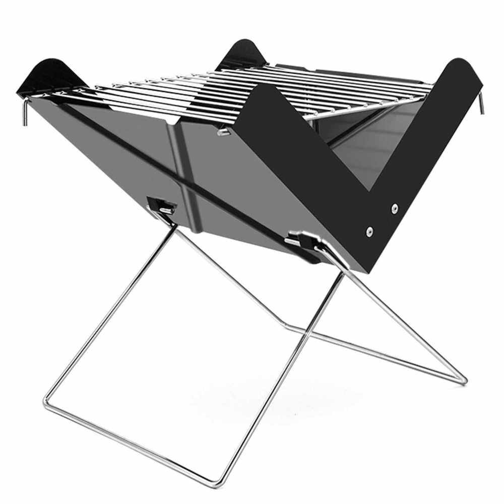 Charcoal Grill Portable Barbecue Charcoal Grill Stainless Steel Folding Grill for Outdoor Cooking Camping Picnic (Standard)