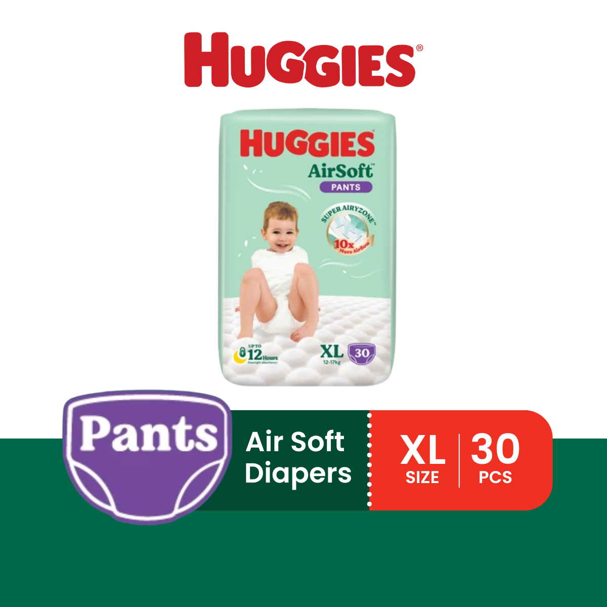 HUGGIES Breathable Air Soft Diapers - Pants (M46s / L36s / XL30s / XXL24s)