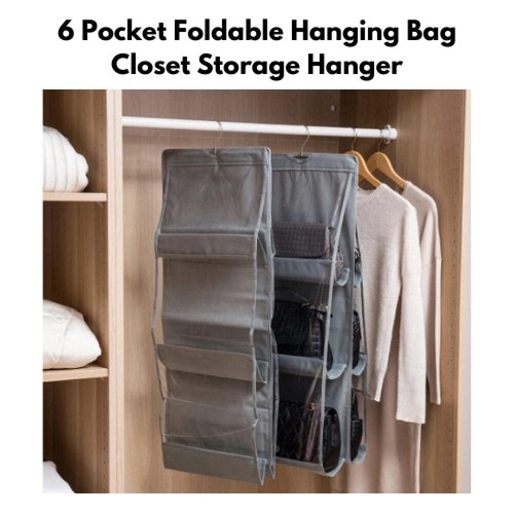 [ Local Ready Stocks ] 6 Pocket Foldable Hanging Bag Closet Storage Hanger