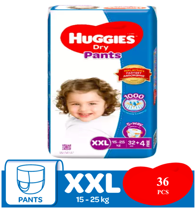 HUGGIES DRY PANTS XXL 36 x 1 packs 36 Pcs / Baby Diapers / Lampin Bayi