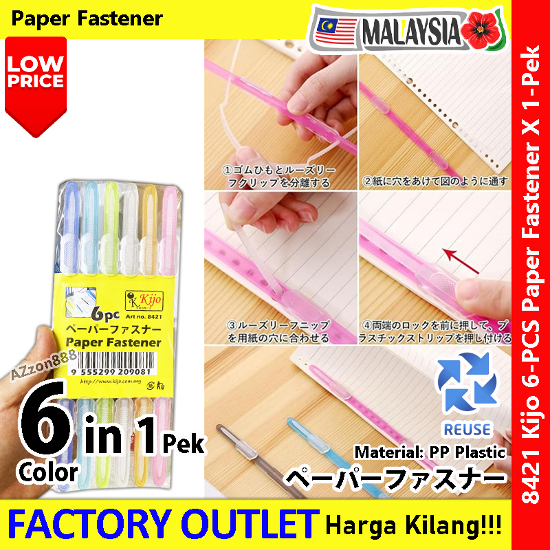 Paper Fastener Plastic 50PC Paper Fastener #KIJO #2213 #50PC #Paper #Fastener #Plastic #Color #80mm