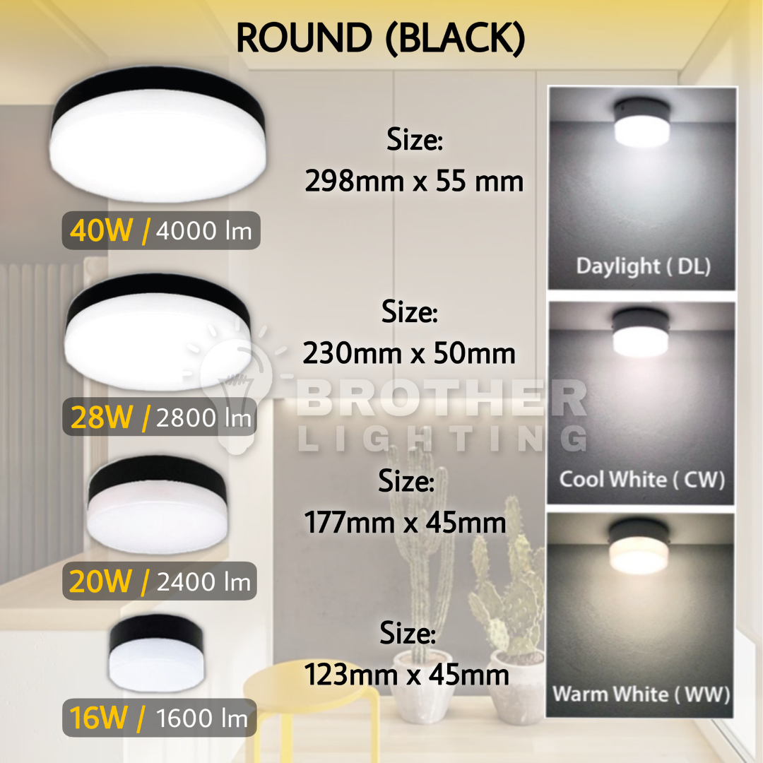 LED Borderless Surface Downlight 16W 20W 28W 40W Lampu Siling Round Square Frame Ceiling DownLight Home Room Lighting