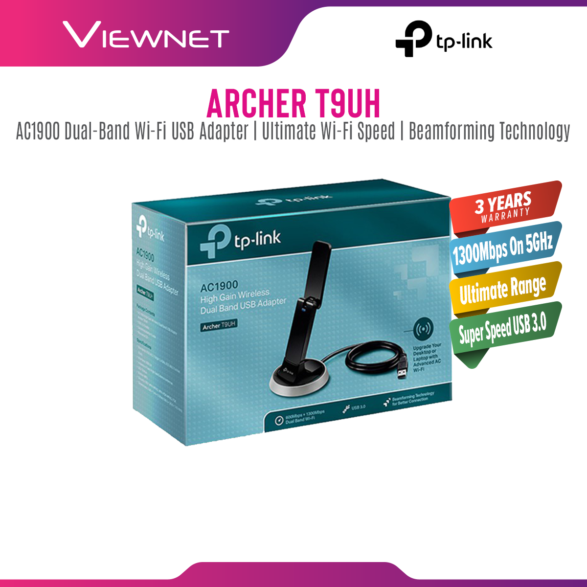 TP-Link Archer T9UH AC1900 Wireless High Gain Dual Band USB Adapter