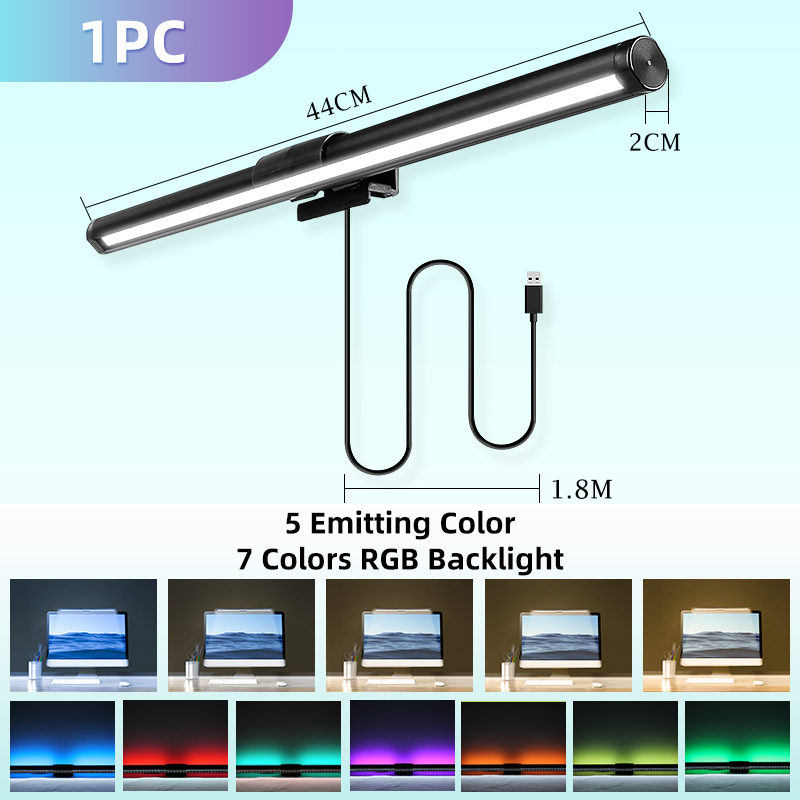 5 Colors RGB Led Monitor Light Bar For Curve Screen Lights 40cm Linear Screen Bar Computer Hanging Light Desk Lamps Table LCD Led Study