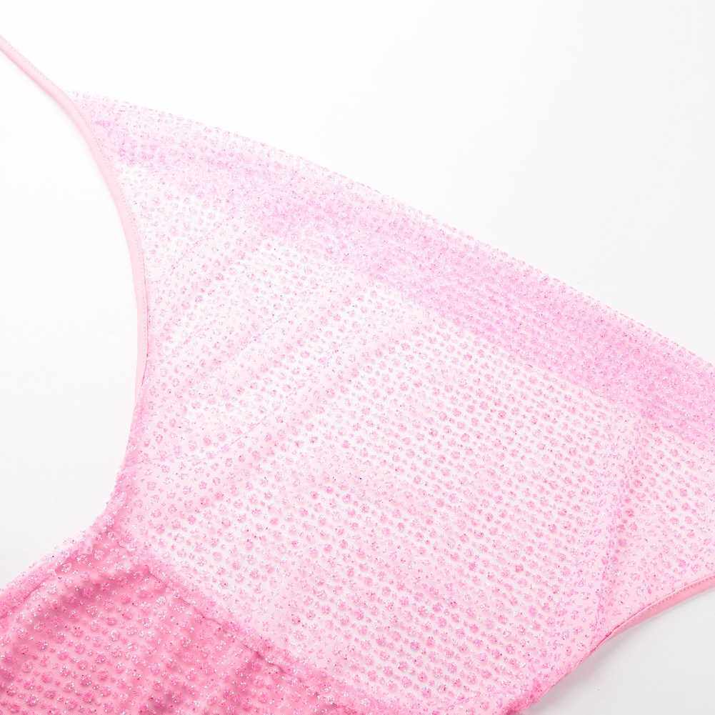 Best Selling Sexy Women Sequin Glitter Bodycon Dress Sheer Mesh Sleeveless Backless Night Party