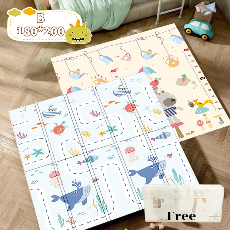 2CM Extra Thick Baby Mat XPE Foldable Baby Play Mat Crawling Pad 180x200CM Indoor Playmat