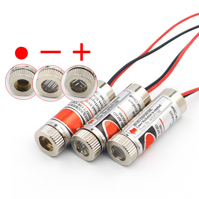 Có thể điều chỉnh chùm 650nm 5mW Red Point / Line / Cross Laser Module đầu tròng kính focusable lớp công nghiệp 3-5V