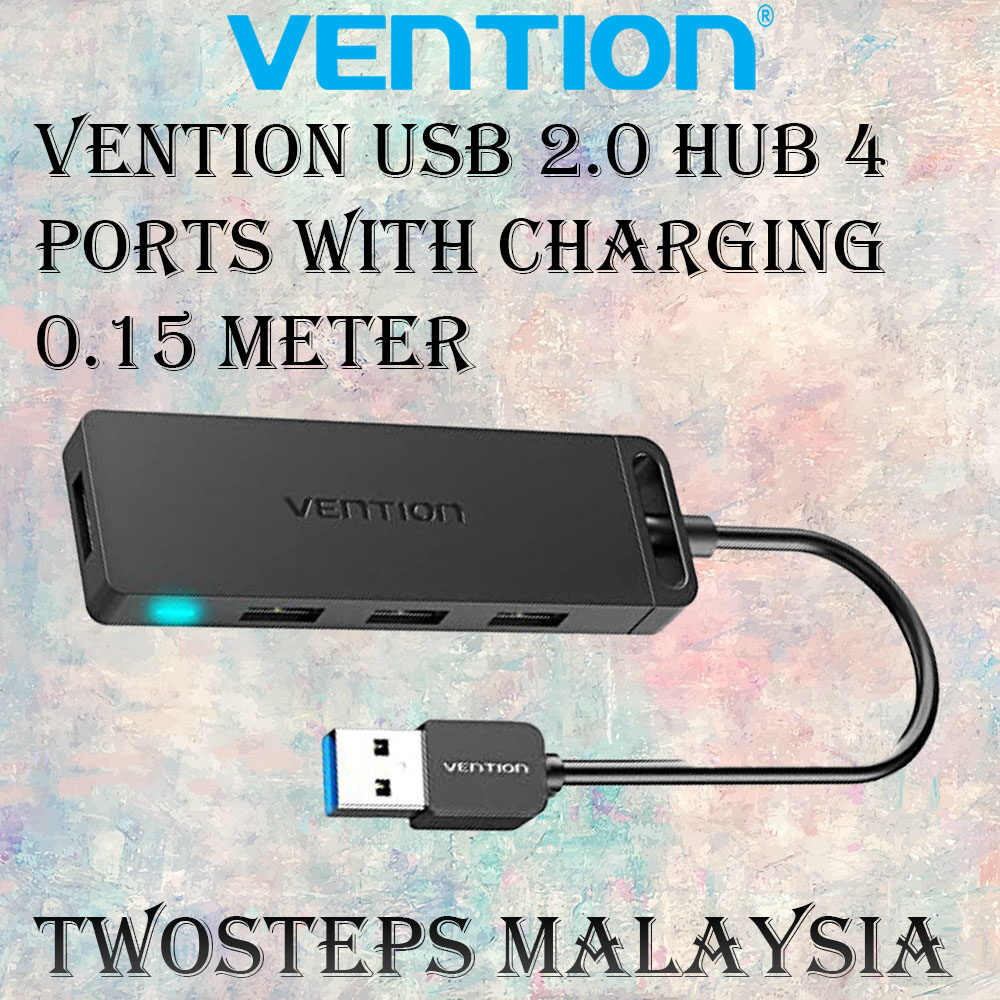ORIGINAL Vention USB 2.0 Hub 4 Ports Ultra Slim Portable Data Hub Supply With Charging Port for Keyboard MacBook Air/Mac USB