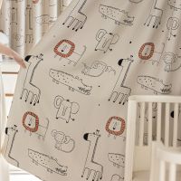 AnneyOneDecor Animal Theme Blackout Curtains for Kids Room - Lion Monkey Elephant Pattern Thermal Insulated Noise Reducing Nursery Drapes