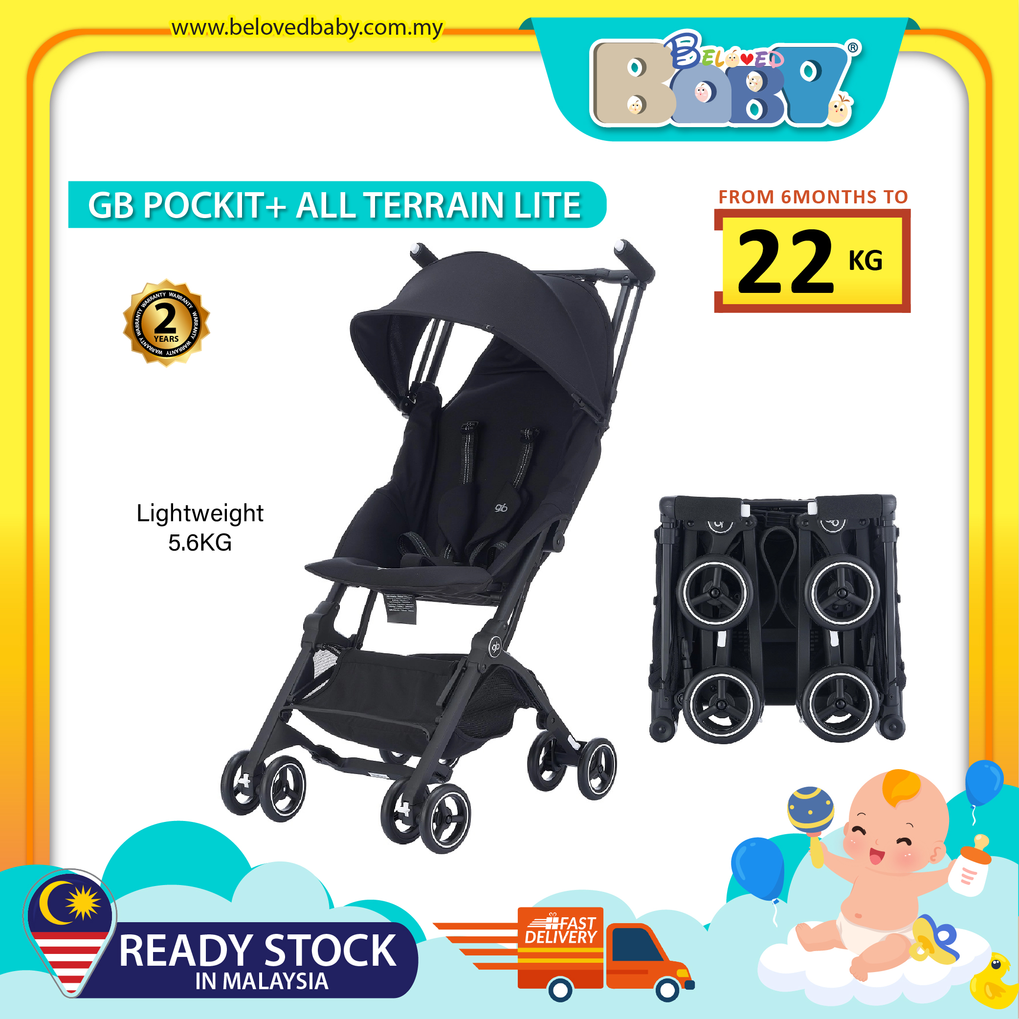 GB Pockit+ All Terrain Lite Cabin Stroller (6 months to 22kg)