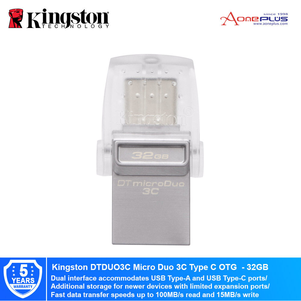 Kingston DTDUO3C Data Traveller Micro Duo 3C Type C OTG Flash Drive - 32GB/64GB/128GB