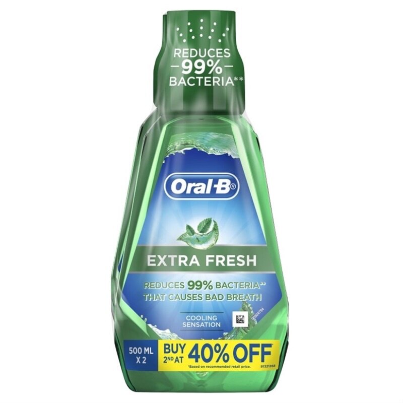 Oral-B Extra Fresh Mouthwash Extra Fresh 2x500ml