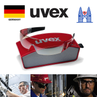 Uvex 9210881 Racer CT Carbon Safety Glasses Red/Silver/Black Frame Indoor/Outdoor Silver Mirror Len in Case