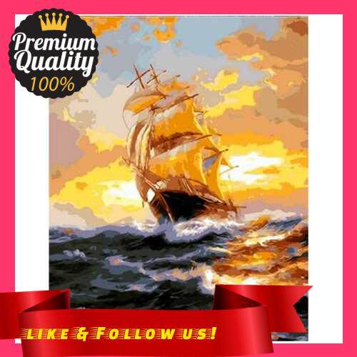 People\'s Choice 16 x 20 Inch DIY Oil Painting on Canvas Paint by Number Kit Sunset Pattern for Adults Kids Beginner Craft Home Wall Decor Gift (2)