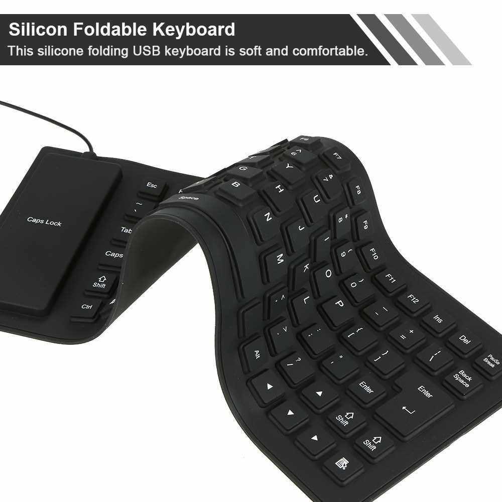 85 Keys Flexible Keyboard USB Interface Foldable and Portable Dustproof Waterproof Quiet (Black)