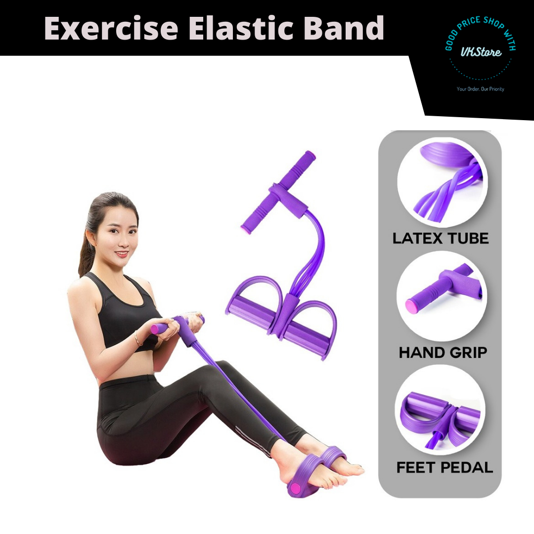 Uppercut Sports Quad Tube Indoor Exercise Fitness High Resistance Elastic Sit Up Pulling Rope Foot Pedal Training Set