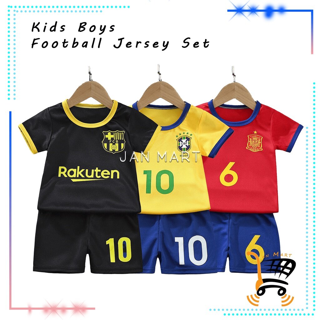 Baby Kids Boys Short Sleeve Football Jersey Set - Shirt with Pant