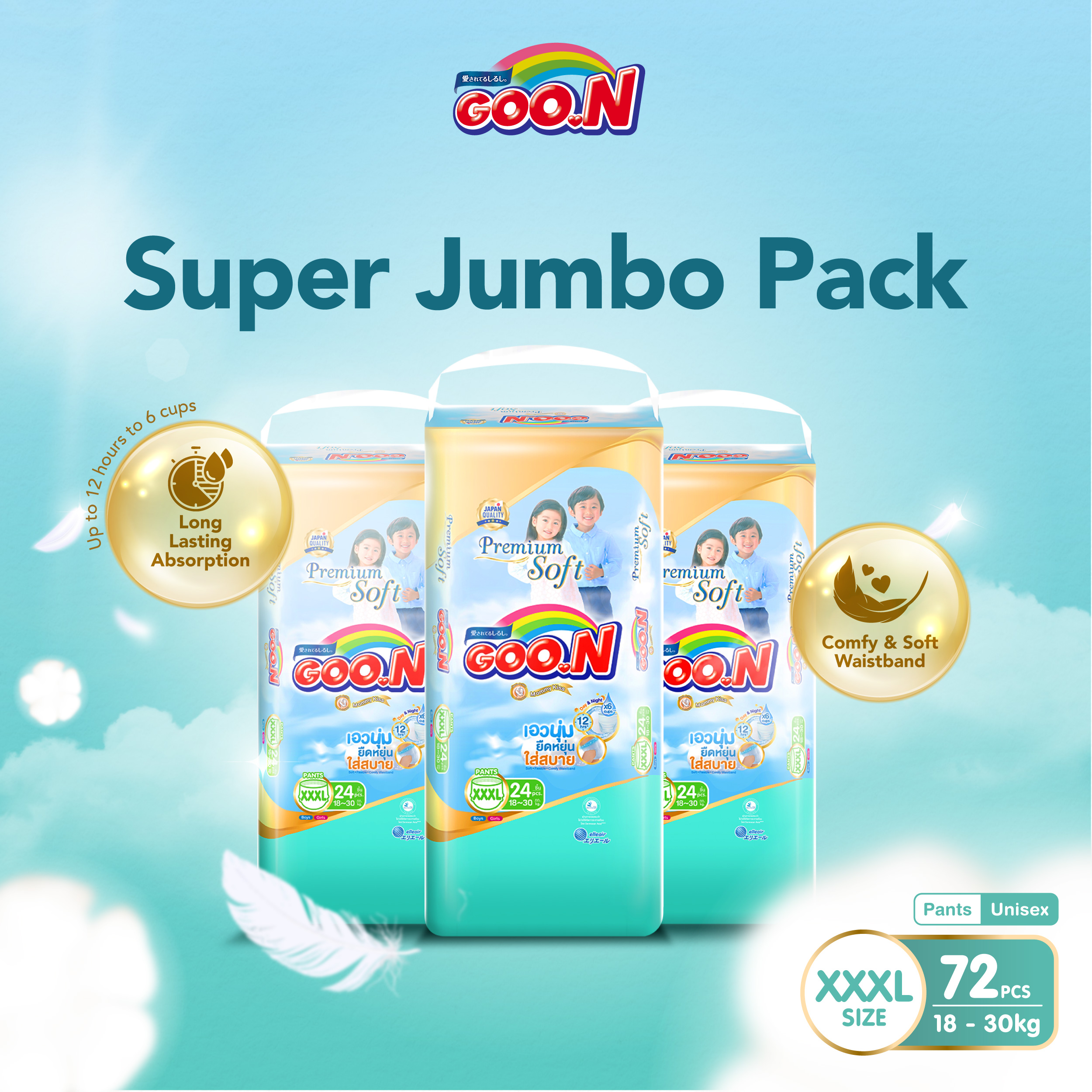 [NEW PACKAGING][CARTON] GOON Premium Mommy Kiss Pants Super Jumbo Pack XXXL72