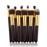 10pcs in 1 New Makeup Kabuki Brush Set (Black Gold)
