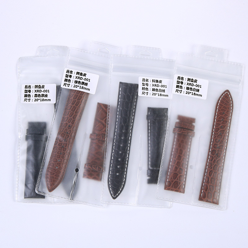 [EE  Accessories] Factory in Stock Wholesale Crocodile Leather Watch Strap Round Pattern Crocodile Skin Butterfly Clasp Watch Band Unisex 20mm