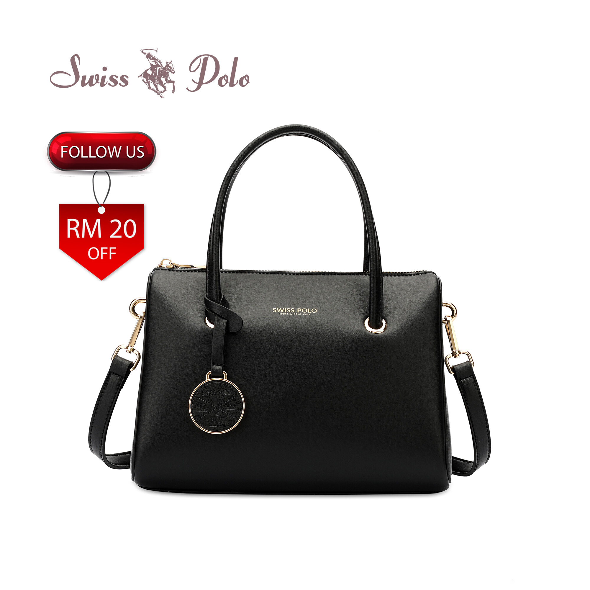 SWISS POLO Ladies Top Handle Sling Bag HBQ 9338-1 BLACK