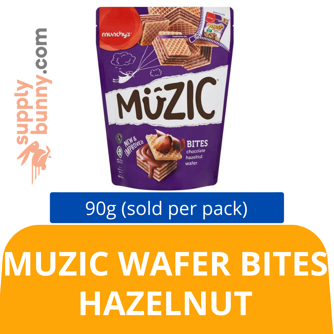 Muzic Wafer Bites – Hazelnut 90g (sold per pack) 榛子巧克力威化饼 PJ Grocer Muzic Size Gigitan Wafer Hazelnut