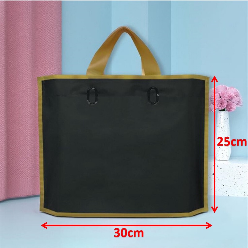 (50pcs) Premium Goodies Bag (S size-30x25cm & 35x30cm) Shopping Plastic Bag With Handles Clothes Packaging Thank You Bag Gift Bag Doorgift