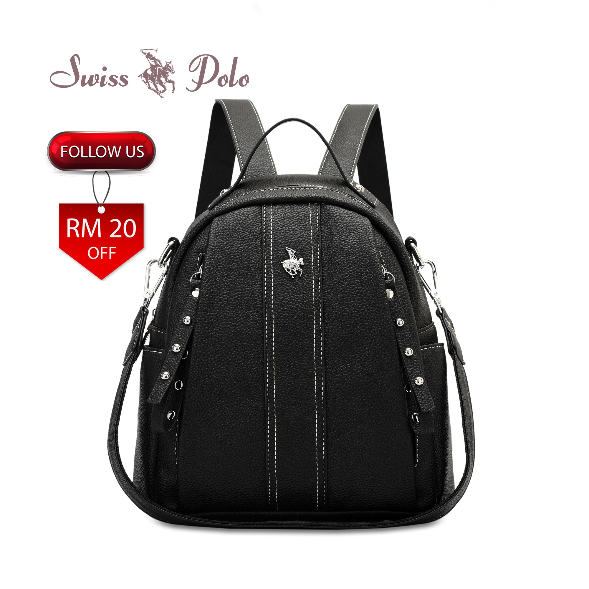 SWISS POLO Ladies Backpack HEM 7573-1 BLACK