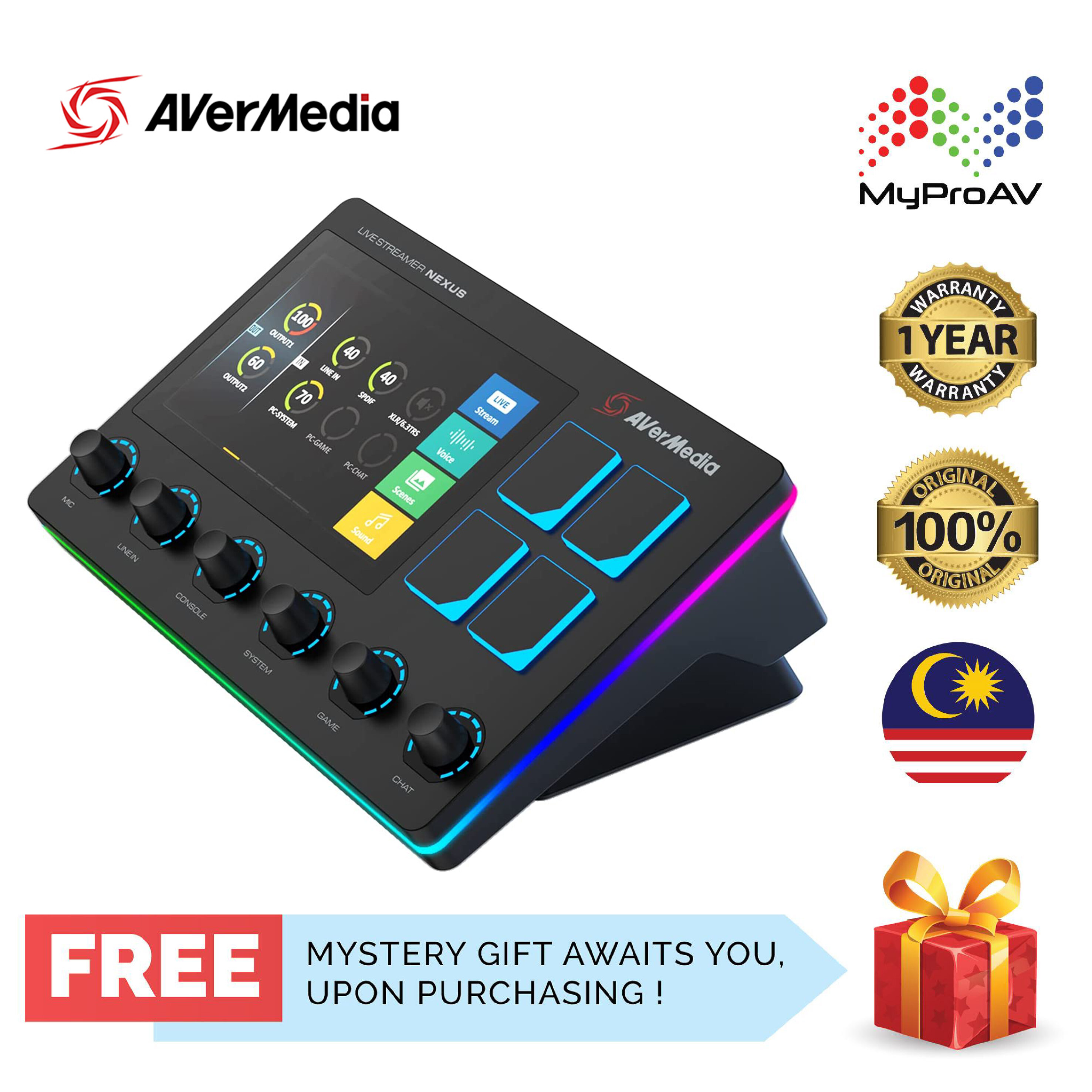 AVERMEDIA Live Streamer Nexus AX310- 6 Track Audio Mixer and Live Production Controller with IPS Touch Screen, Trigger Actions on OBS, Streamlabs, Spotify