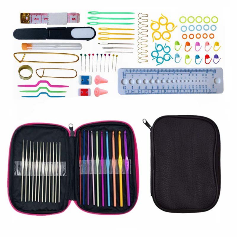 100pcs Crochet Hook Set Yarn Knitting Needles Sewing Tools Full Set DIY. jarum kait Knitting Needle