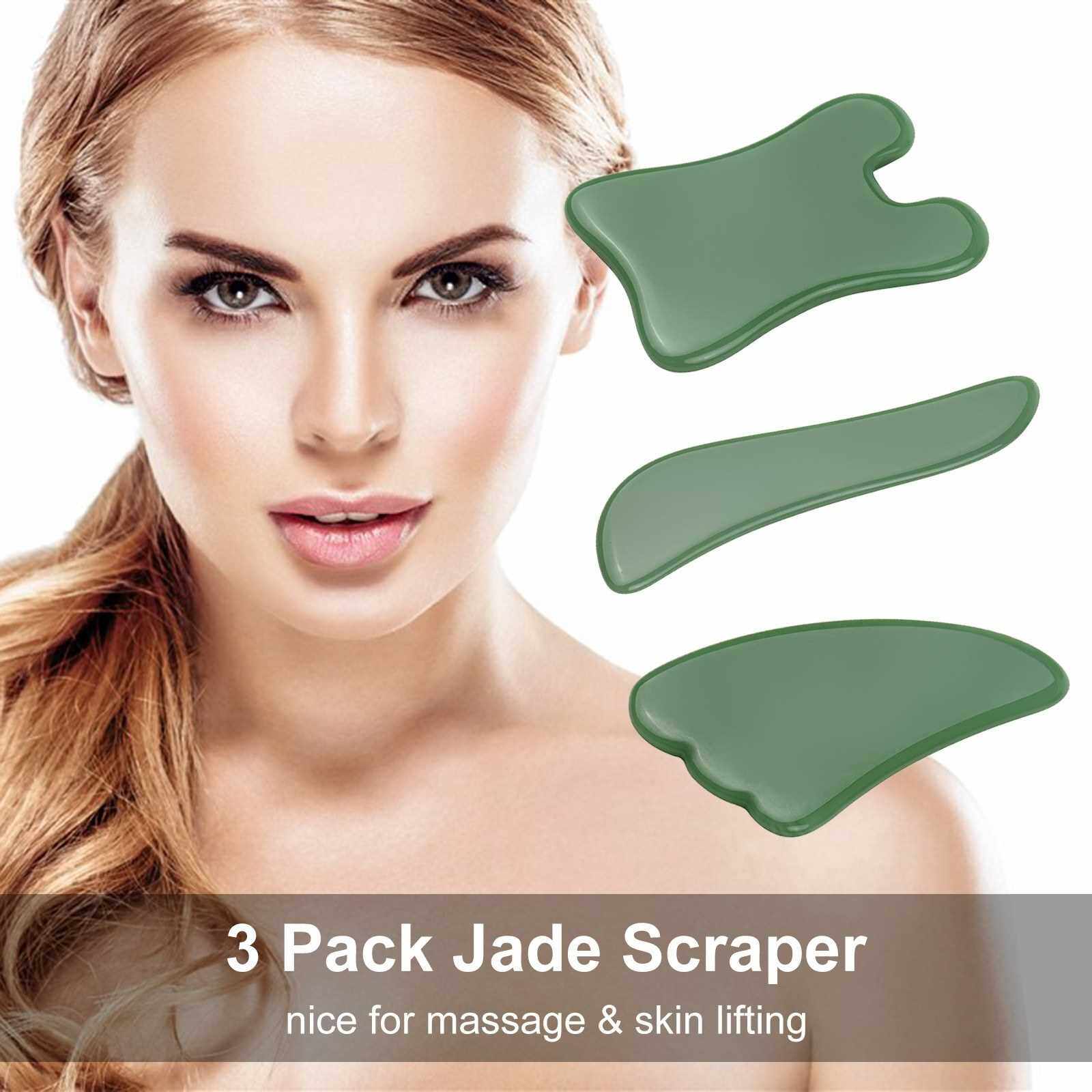 3 Pack Jade Scraper Guasha Massage Tool Set Facial Gua Sha Tool Guasha 