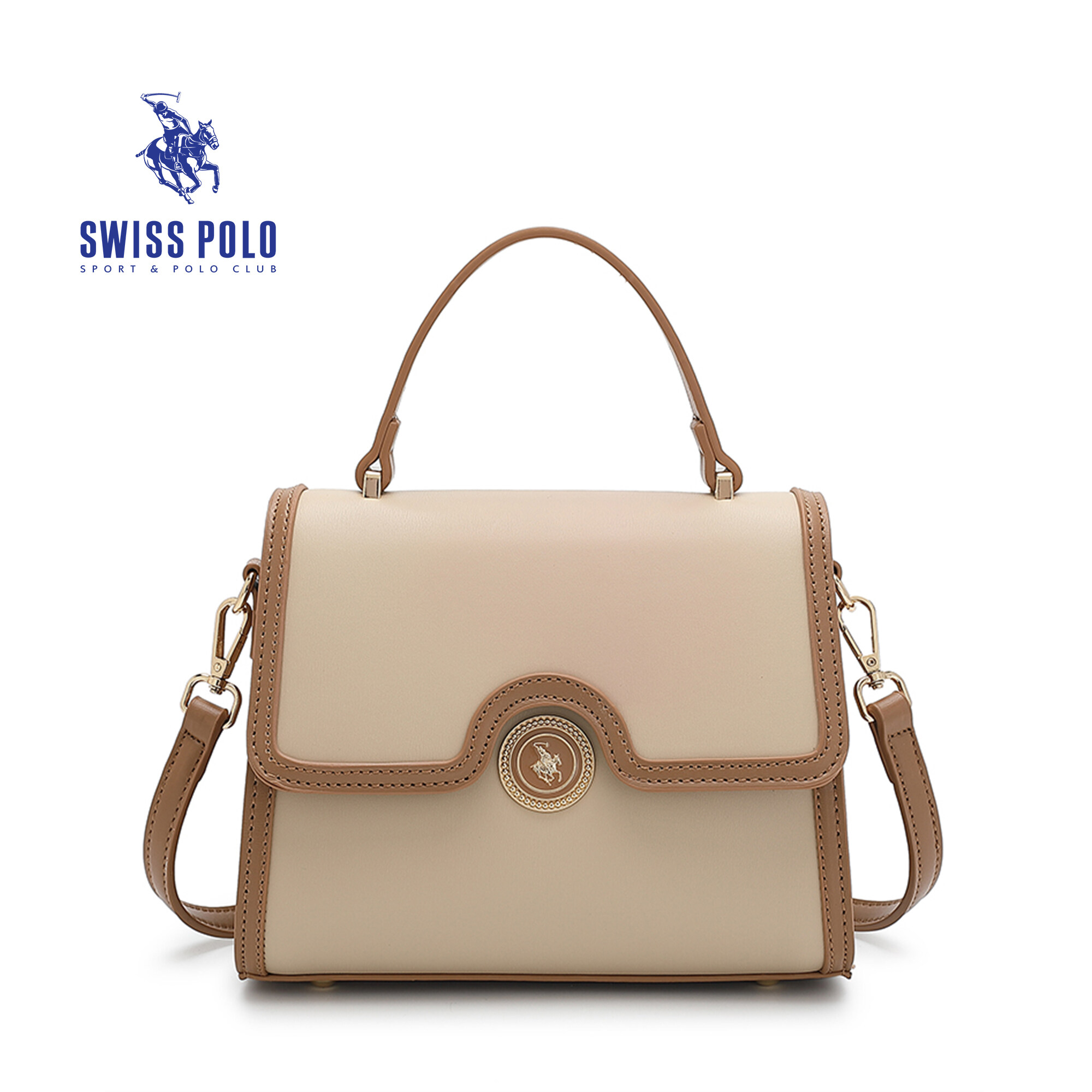 SWISS POLO Ladies Top Handle Sling Bag HGW 3075-3 BEIGE